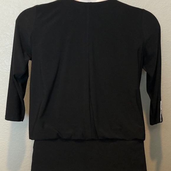 Women's cb Established Black Rhinestone V-Neck 3/4 Split Sleeve Jersey Top Sz PM - Picture 7 of 10